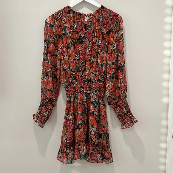 Misa Women's Marin Floral Long Sleeve Mini Dress Size Small Revolve Red Black - Picture 5 of 13